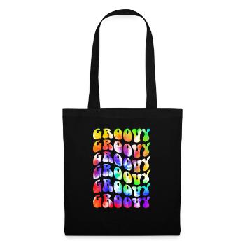Groovy Tie Dye rétro des années 70 Hippie Vintage - Sac en tissu - noir - Devant