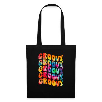 Groovy Tie Dye rétro des années 70 Hippie Vintage - Sac en tissu - noir - Devant