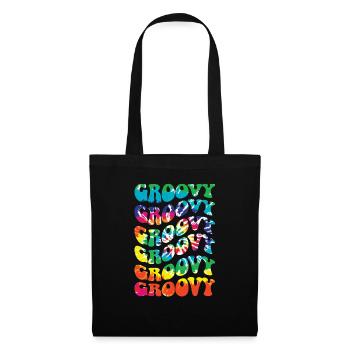 Groovy Tie Dye rétro des années 70 Hippie Vintage - Sac en tissu - noir - Devant