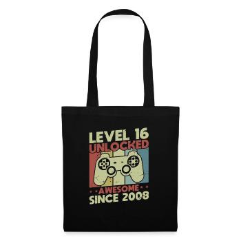 Level 16 freigeschaltet - Stoffbeutel - Schwarz - Vorne