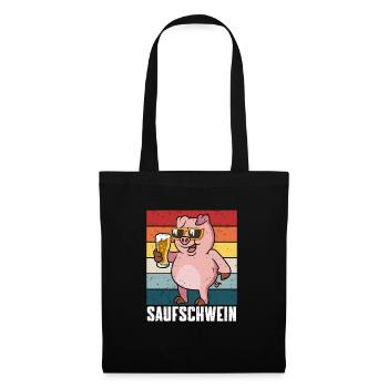Biertrinker Schwein Saufschwein Bier Party - Stoffbeutel - Schwarz - Vorne