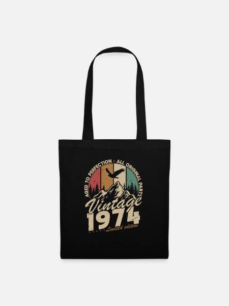 Vintage 1974 Retro Jahrgang Geburtstagsgeschenk - Stoffbeutel - Schwarz