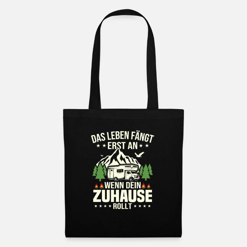 Das Leben fängt erst an wenn dein Zuhause rollt - Stoffbeutel - Schwarz