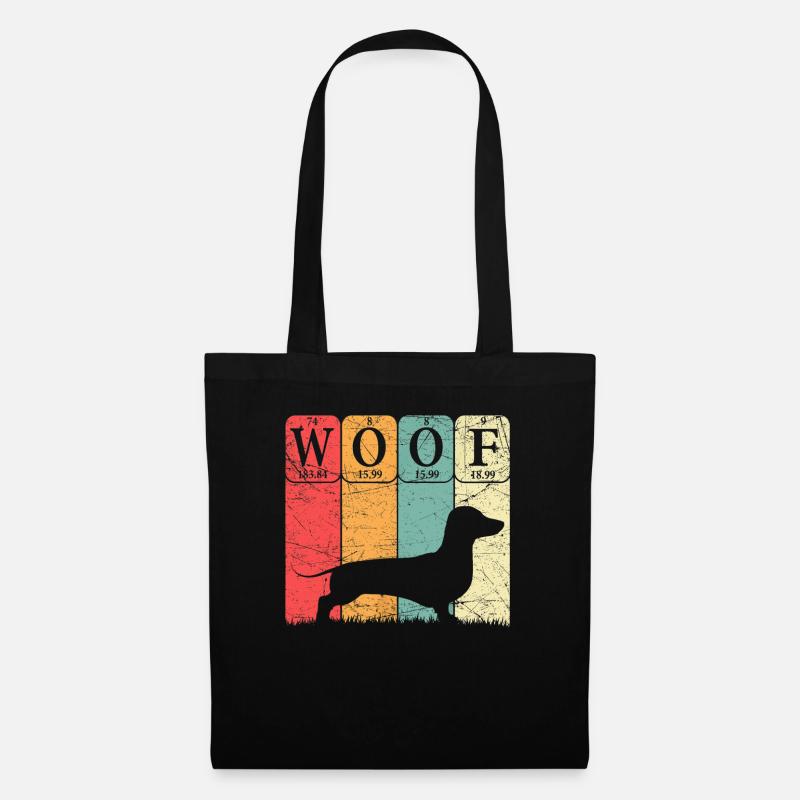 Dachshund Dog Periodic Table Elements Dog Lover - Stoffbeutel - Schwarz