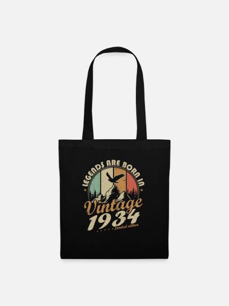 1934 Jahrgang Vintage Retro Geburtstag Geschenk - Stoffbeutel - Schwarz