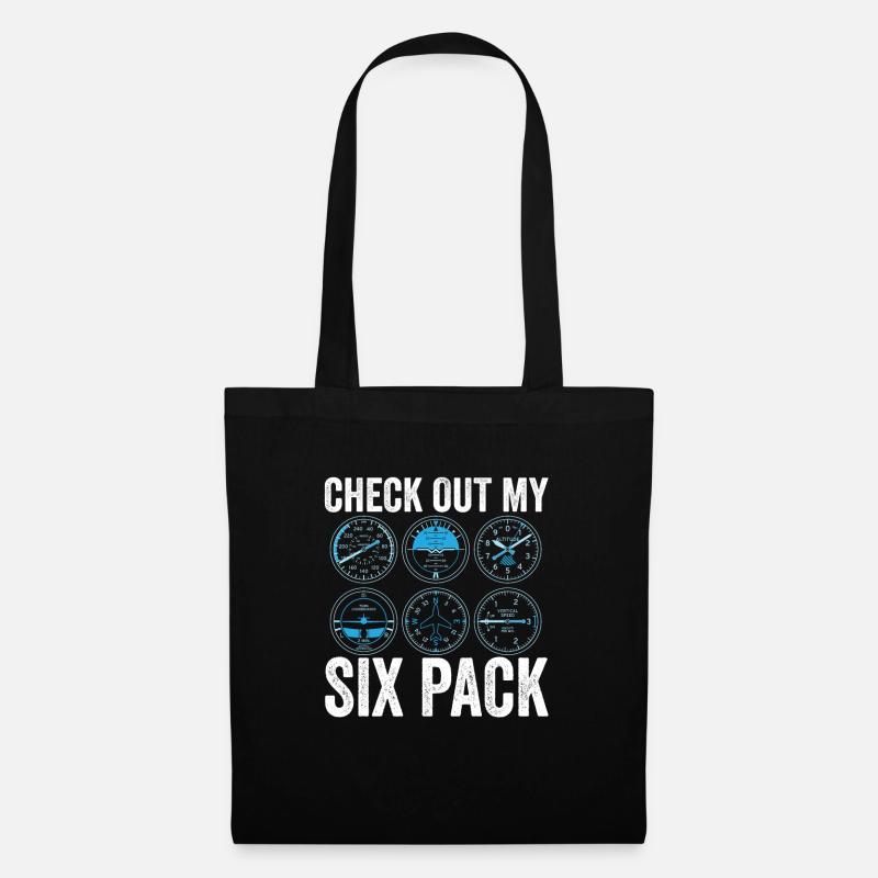 Funny Pilot Six Pack Simulation de vol d’aviation - Sac en tissu - noir