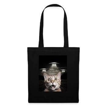 Funny cats selfie in front of UFOs cat UFO - Tote Bag - black - Front