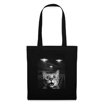 Funny Cats Selfie In Front Of UFOs Cat UFO - Tote Bag - black - Front