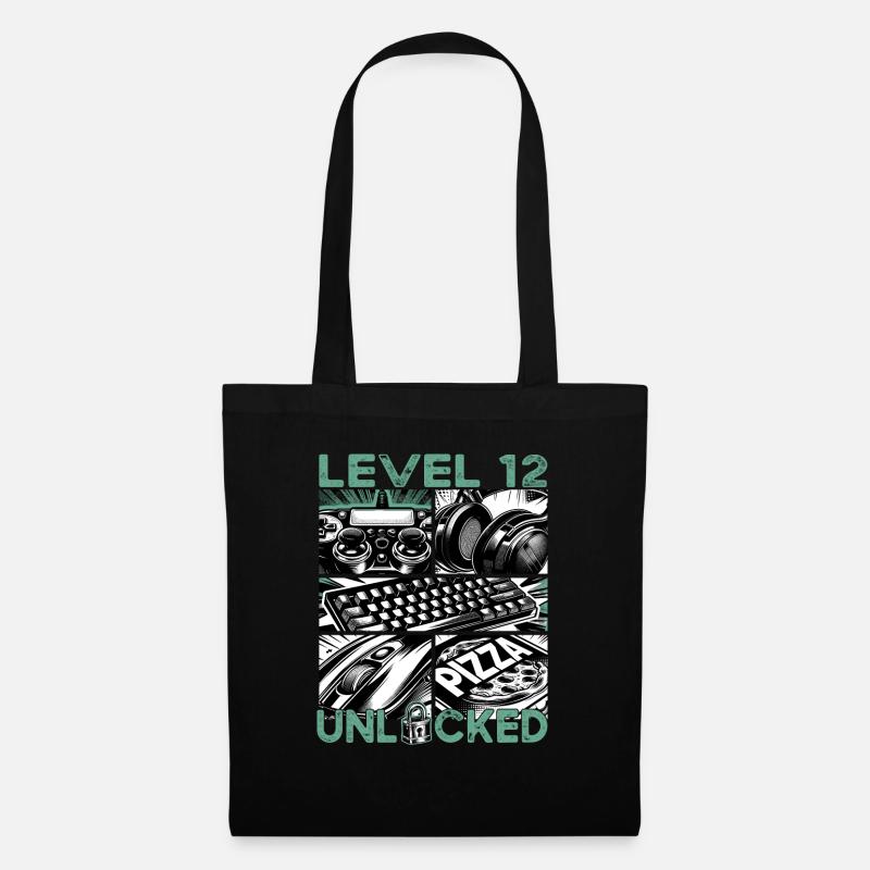 Geburtstag Level 12 freigeschaltet Gaming & Zocker - Stoffbeutel - Schwarz