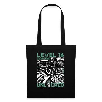 Niveau d’anniversaire 16 Jeux et joueurs débloqués - Sac en tissu - noir - Devant