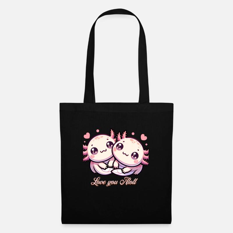 Axolotl Love Cute Two Loving Axolotl - Stoffbeutel - Schwarz
