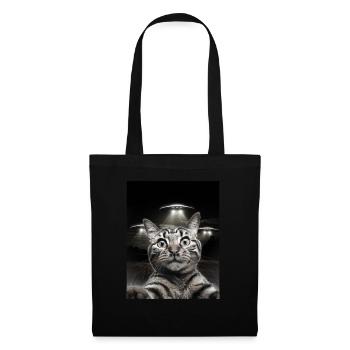 Funny Cats Selfie In Front Of UFOs Cat UFO - Tote Bag - black - Front