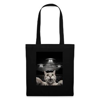Funny cats selfie in front of UFOs cat UFO - Tote Bag - black - Front