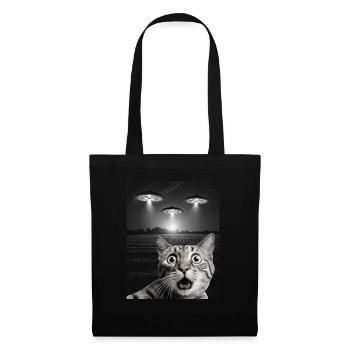 Funny Cats Selfie In Front Of UFOs Cat UFO - Tote Bag - black - Front
