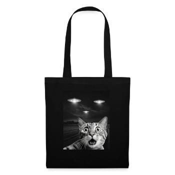 Funny Cats Selfie In Front Of UFOs Cat UFO - Tote Bag - black - Front