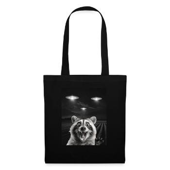 Funny raccoon selfie in front of UFOs Raccoon UFO - Tote Bag - black - Front