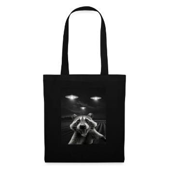 Funny raccoon selfie in front of UFOs Raccoon UFO - Tote Bag - black - Front