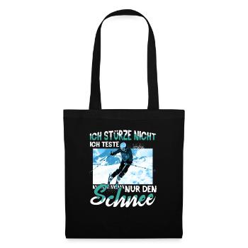 Skifahren Wintersport Ski Ich teste nur den Schnee - Stoffbeutel - Schwarz - Vorne