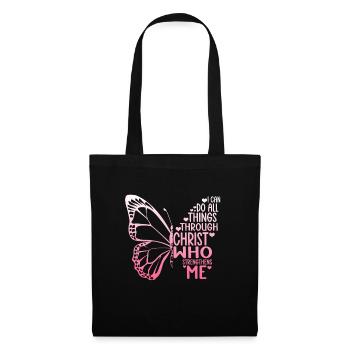 I Can Do All Things Through Christ Butterfly - Tote Bag - black - Front