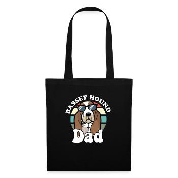 Basset Hound Dad Dog Lover Funny Bassethound Dog - Stoffbeutel - Schwarz - Vorne