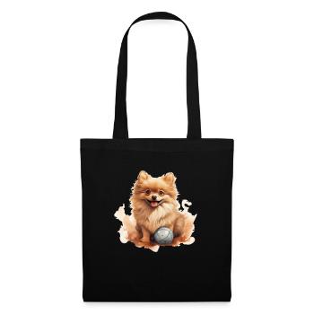 Süßes Zwergsitz Pomeranian T Hundehalter Gassi - Stoffbeutel - Schwarz - Vorne
