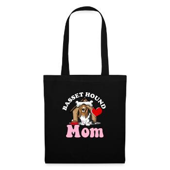 Basset Hound Mom Dog Lover Funny Bassethound Dog - Stoffbeutel - Schwarz - Vorne