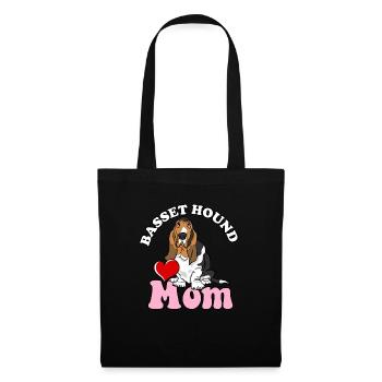 Basset Hound Mom Dog Lover Funny Bassethound Dog - Stoffbeutel - Schwarz - Vorne