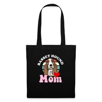 Basset Hound Mom Dog Lover Funny Bassethound Dog - Stoffbeutel - Schwarz - Vorne