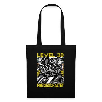 Geburtstag Level 30 freigeschaltet Gaming & Zocker - Stoffbeutel - Schwarz - Vorne