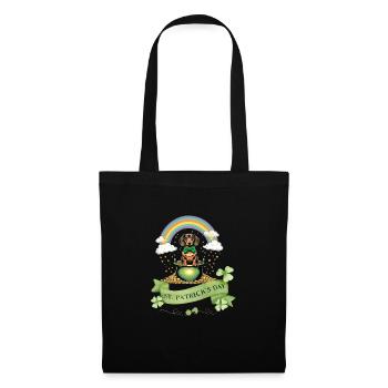 Rainbow Dachshund I Pot of Gold St. Patrick's Day - Stoffbeutel - Schwarz - Vorne