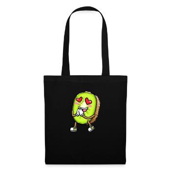 Kiwi fruit Kawaii émoticône - Sac en tissu - noir - Devant