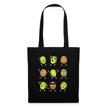 Kiwi fruit Kawaii émoticône - Sac en tissu - noir - Devant