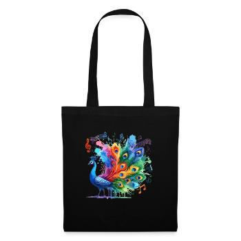 Peacock with musical music feathers - Tote Bag - black - Front