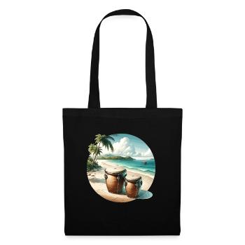 Bongos am tropischen Strand - Stoffbeutel - Schwarz - Vorne