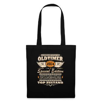 Oldtimer Baujahr Jahrgang 2014 Geburtstag Geschenk - Stoffbeutel - Schwarz - Vorne