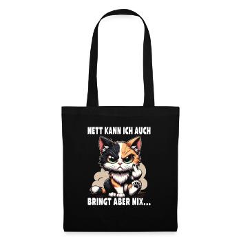Nett kann ich auch Sarkastisches Katzenliebhaber - Stoffbeutel - Schwarz - Vorne