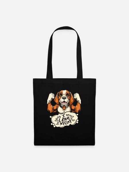 Beagle I Love Dad - Stoffbeutel - Schwarz