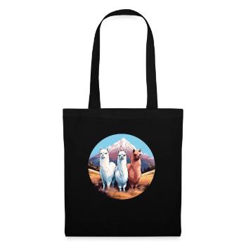 Alpaca, 3 alpacas in nature - Tote Bag - black - Front