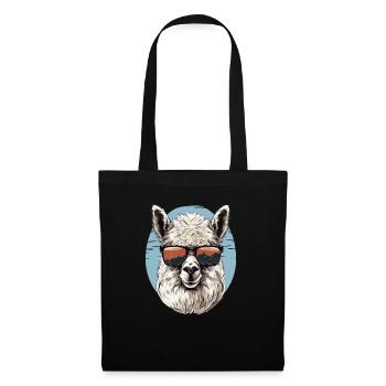 Alpaka mit Sonnenbrille - Stoffbeutel - Schwarz - Vorne
