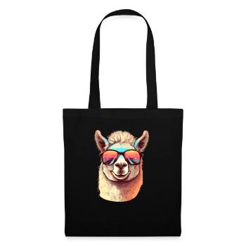Alpaka mit Sonnenbrille - Stoffbeutel - Schwarz - Vorne