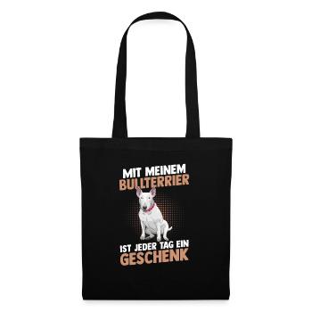 Chien Bull Terrier - Sac en tissu - noir - Devant