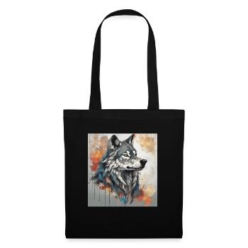 Wolf mit Farbflecken Hintergrund. - Stoffbeutel - Schwarz - Vorne