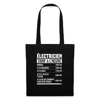 Elektriker Stundensatz Geschenkidee Humor - Stoffbeutel - Schwarz - Vorne
