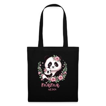 Mama est 2024 I Panda Bear Mum I First Time Mom - Stoffbeutel - Schwarz - Vorne