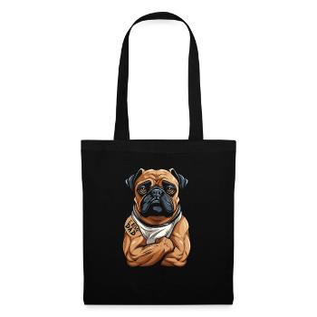Mops Hund I Love Dad - Stoffbeutel - Schwarz - Vorne