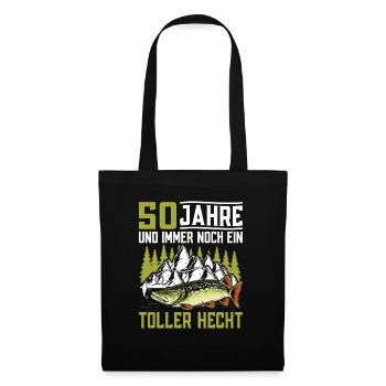 Angler 50 Jahre Angel Geschenk zum 50. Geburtstag - Stoffbeutel - Schwarz - Vorne