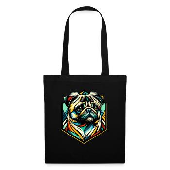 Mops Hund - Stoffbeutel - Schwarz - Vorne