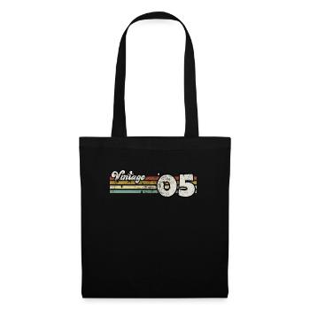 Rétro anniversaire né en 2005 slogan phrase citation - Sac en tissu - noir - Devant