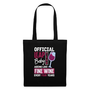 Official Leap Year Baby Fine Wine Birthday - Stoffbeutel - Schwarz - Vorne