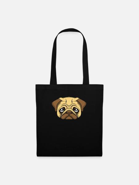 Mops Hund - Stoffbeutel - Schwarz